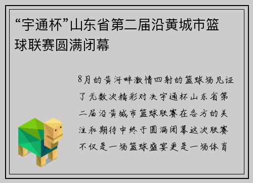 “宇通杯”山东省第二届沿黄城市篮球联赛圆满闭幕